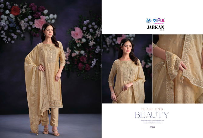 Jarkan Vol 5 By Vipul Shimmer Organza Embroidery Salwar Kameez Wholesale Price In Surat
